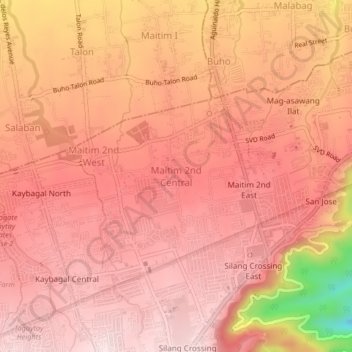 Mappa topografica Maitim 2nd Central, altitudine, rilievo