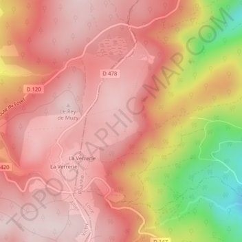 Mappa topografica Plateau de la Verrerie, altitudine, rilievo