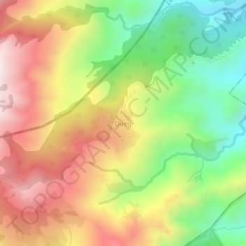 Mappa topografica Dueg, altitudine, rilievo