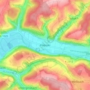 Mappa topografica Klepsau, altitudine, rilievo