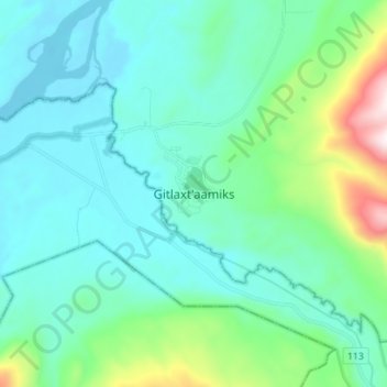 Mappa topografica Gitlaxt'aamiks, altitudine, rilievo