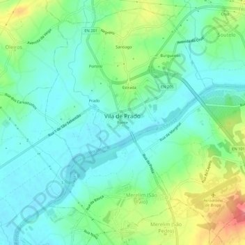 Mappa topografica Ponte, altitudine, rilievo
