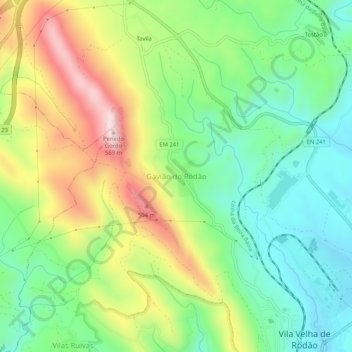 Mappa topografica Gavião do Ródão, altitudine, rilievo