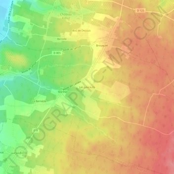 Mappa topografica Les Levrauts, altitudine, rilievo
