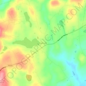 Mappa topografica Beach Lake, altitudine, rilievo