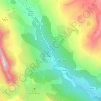 Mappa topografica Jadis, altitudine, rilievo