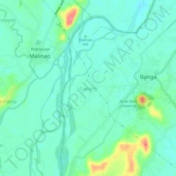 Mappa topografica Cupang, altitudine, rilievo