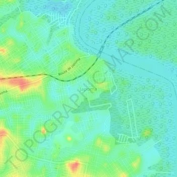 Mappa topografica Japoma, altitudine, rilievo