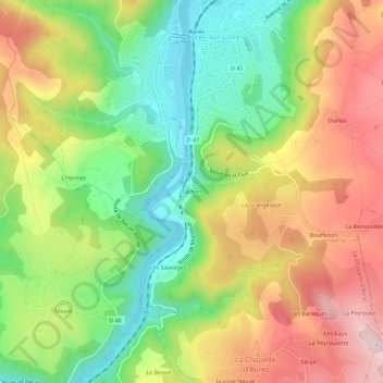 Mappa topografica Tachon, altitudine, rilievo