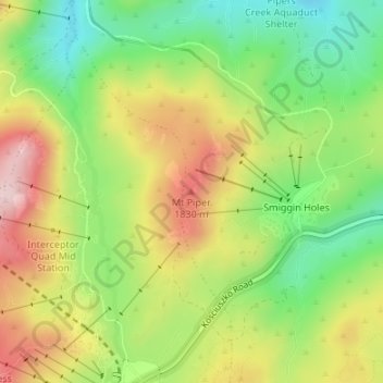 Mappa topografica Mt Piper, altitudine, rilievo