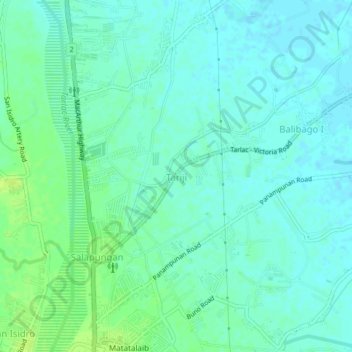 Mappa topografica Tariji, altitudine, rilievo