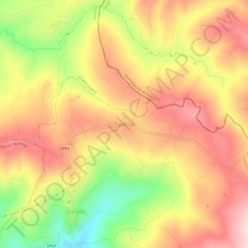 Mappa topografica Taverna, altitudine, rilievo