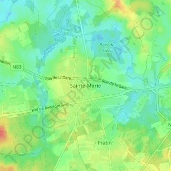Mappa topografica Sainte-Marie, altitudine, rilievo