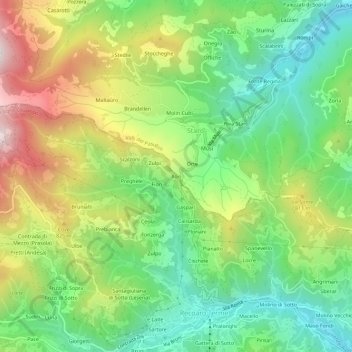 Mappa topografica Xon, altitudine, rilievo