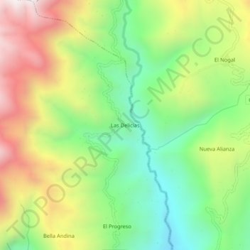 Mappa topografica Las Delicias, altitudine, rilievo