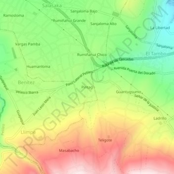 Mappa topografica Pintag, altitudine, rilievo