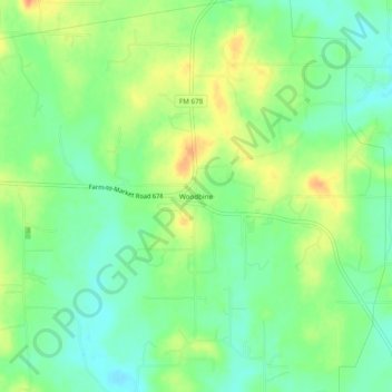 Mappa topografica Woodbine, altitudine, rilievo