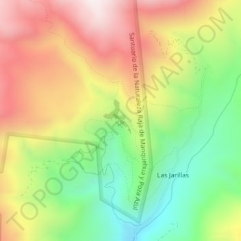 Mappa topografica Cascada Poza Azul, altitudine, rilievo