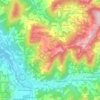 Mappa topografica Gomo, altitudine, rilievo