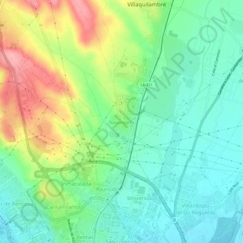 Mappa topografica Navatejera, altitudine, rilievo