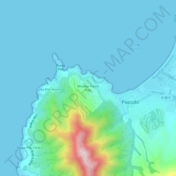 Mappa topografica Mirador Punta Pite, altitudine, rilievo