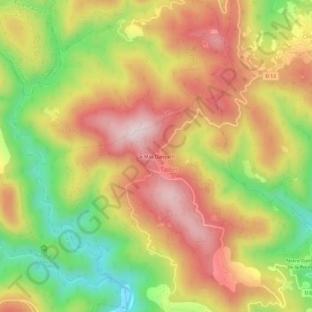 Mappa topografica Le Mas Danyach, altitudine, rilievo