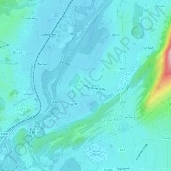 Mappa topografica Untermaiselstein, altitudine, rilievo