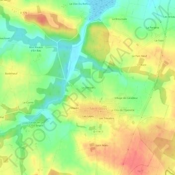 Mappa topografica Le Temple, altitudine, rilievo