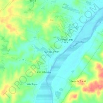 Mappa topografica Fazenda Umari, altitudine, rilievo