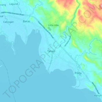 Mappa topografica Tanay, altitudine, rilievo