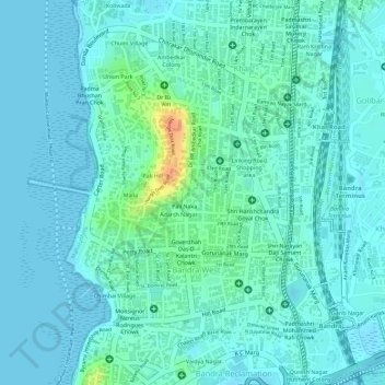 Mappa topografica Pali Village, altitudine, rilievo