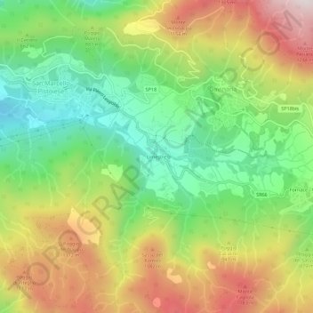 Mappa topografica Limestre, altitudine, rilievo