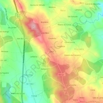 Mappa topografica Carril, altitudine, rilievo