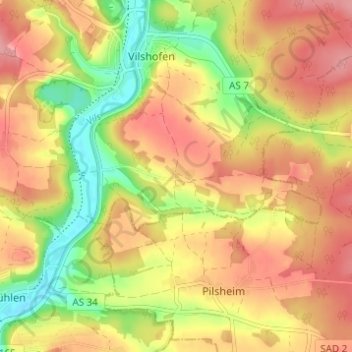 Mappa topografica Gattershof, altitudine, rilievo