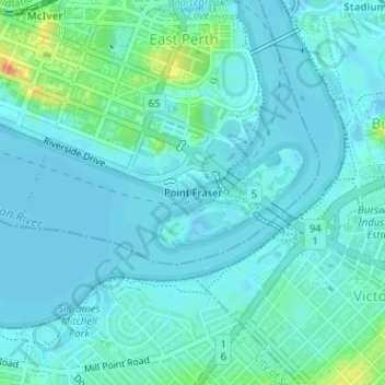 Mappa topografica Point Fraser, altitudine, rilievo