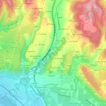 Mappa topografica La Rune, altitudine, rilievo