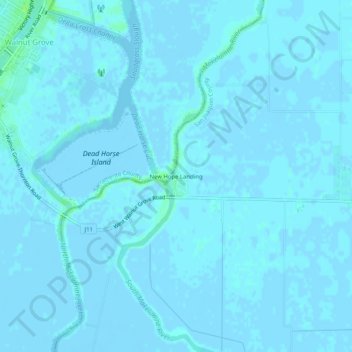 Mappa topografica New Hope Landing, altitudine, rilievo