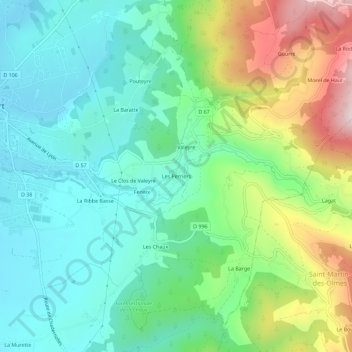 Mappa topografica Les Perriers, altitudine, rilievo