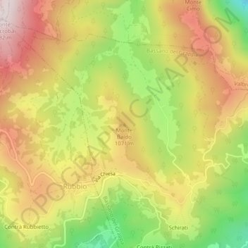 Mappa topografica Monte Baldo, altitudine, rilievo