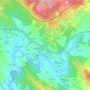 Mappa topografica Estação, altitudine, rilievo