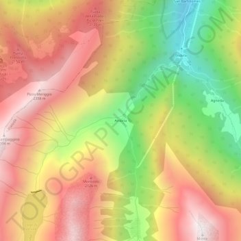 Mappa topografica Ambria, altitudine, rilievo