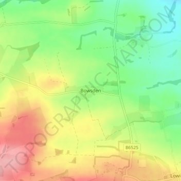 Mappa topografica Bowsden, altitudine, rilievo