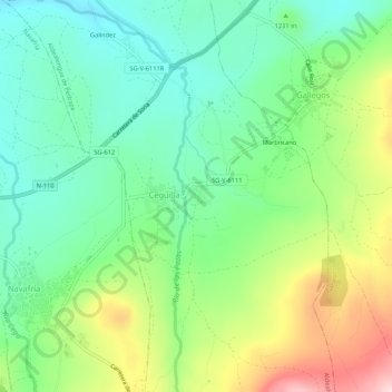 Mappa topografica Cotanillo, altitudine, rilievo