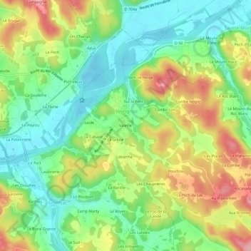 Mappa topografica Valeille, altitudine, rilievo