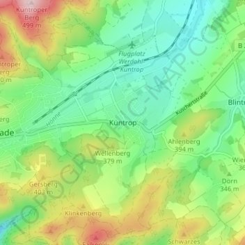 Mappa topografica Küntrop, altitudine, rilievo