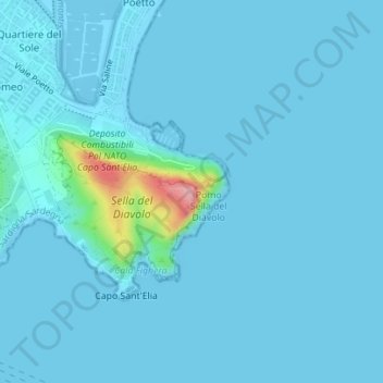 Mappa topografica Cisterna Romana, altitudine, rilievo