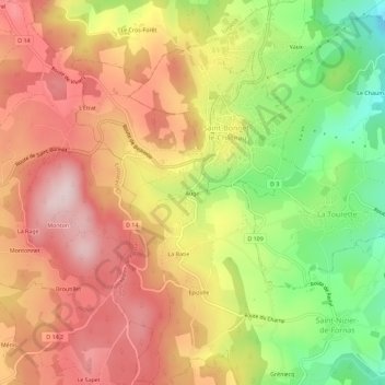 Mappa topografica Augel, altitudine, rilievo