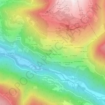 Mappa topografica Les Champaix, altitudine, rilievo
