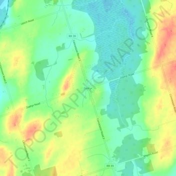Mappa topografica Zephyr, altitudine, rilievo