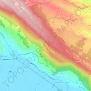Mappa topografica Broglina, altitudine, rilievo